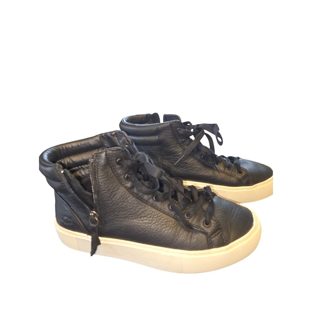 UGG Women's Black Leather High Top Sneakers Comfort US 8 EU‎ 39 1104068